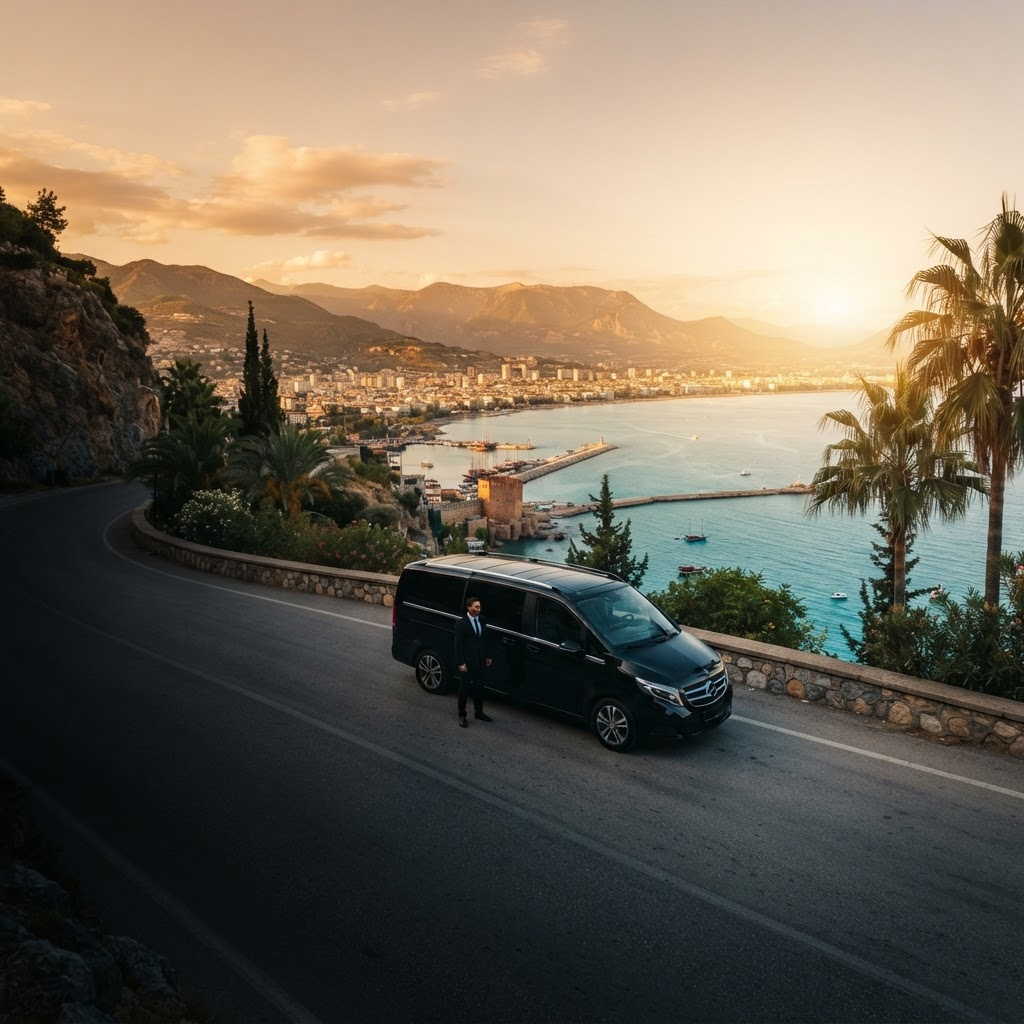 Private transfer vehicle on the Antalya coast