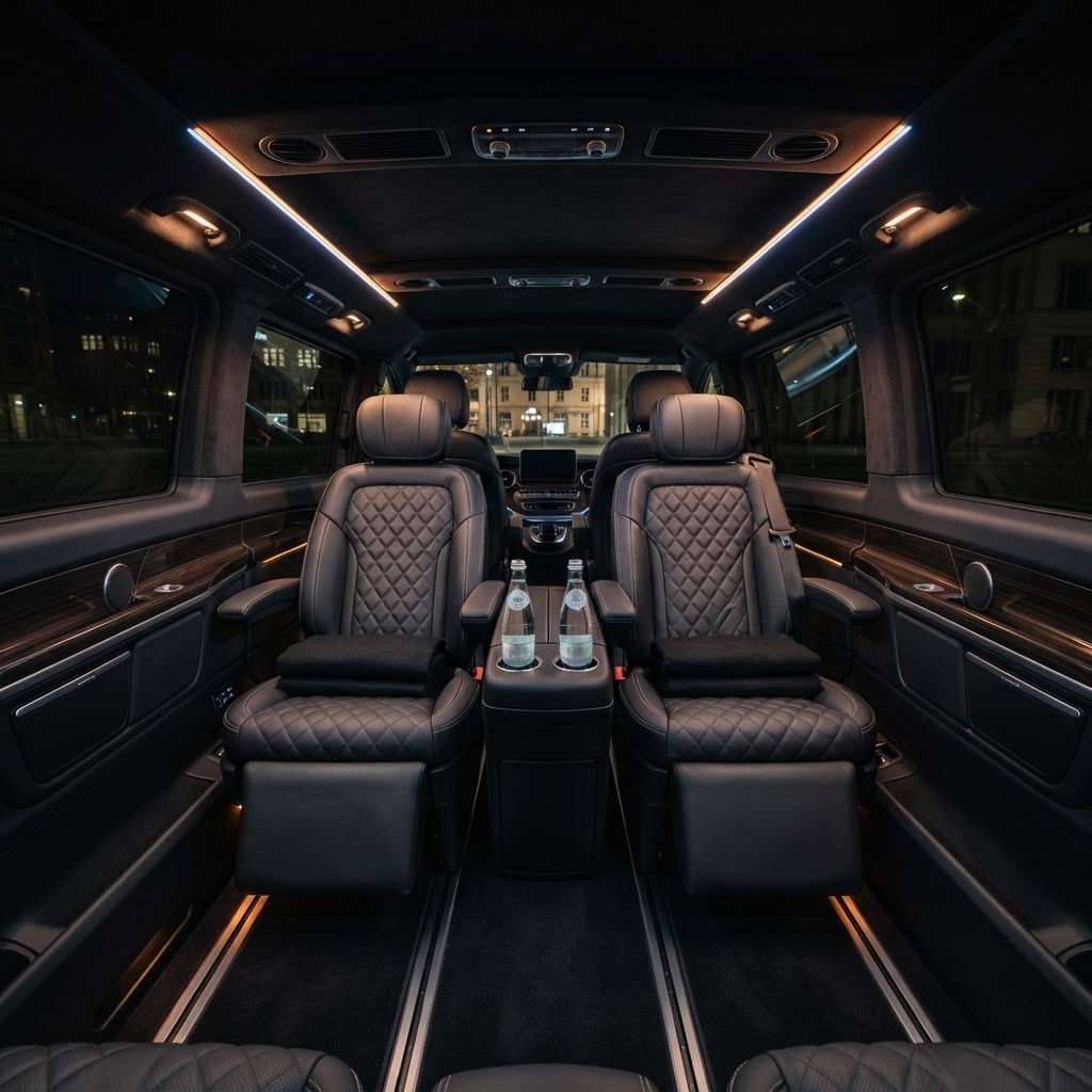 Interior of a premium transfer van